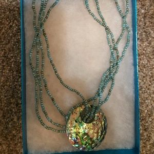 📣 Abalone Shell Turquoise Bead Necklace